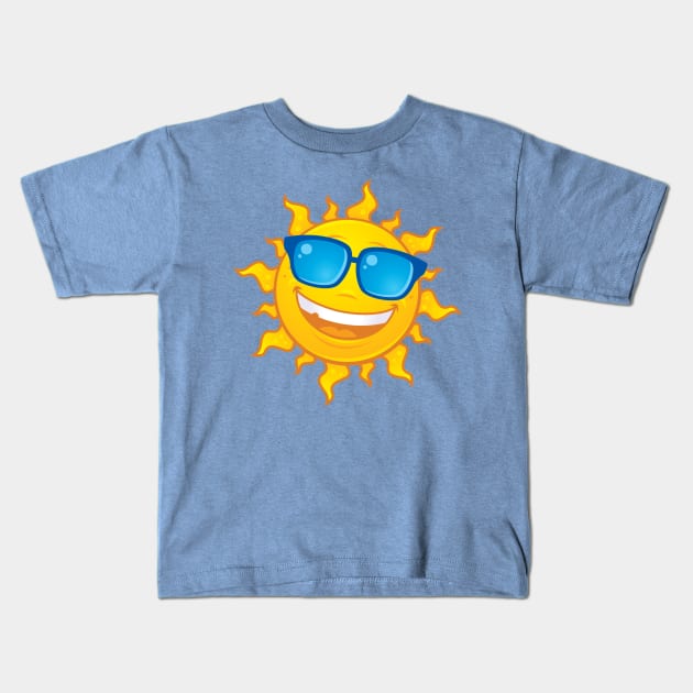 Summer Sun Wearing Sunglasses Kids T-Shirt by fizzgig